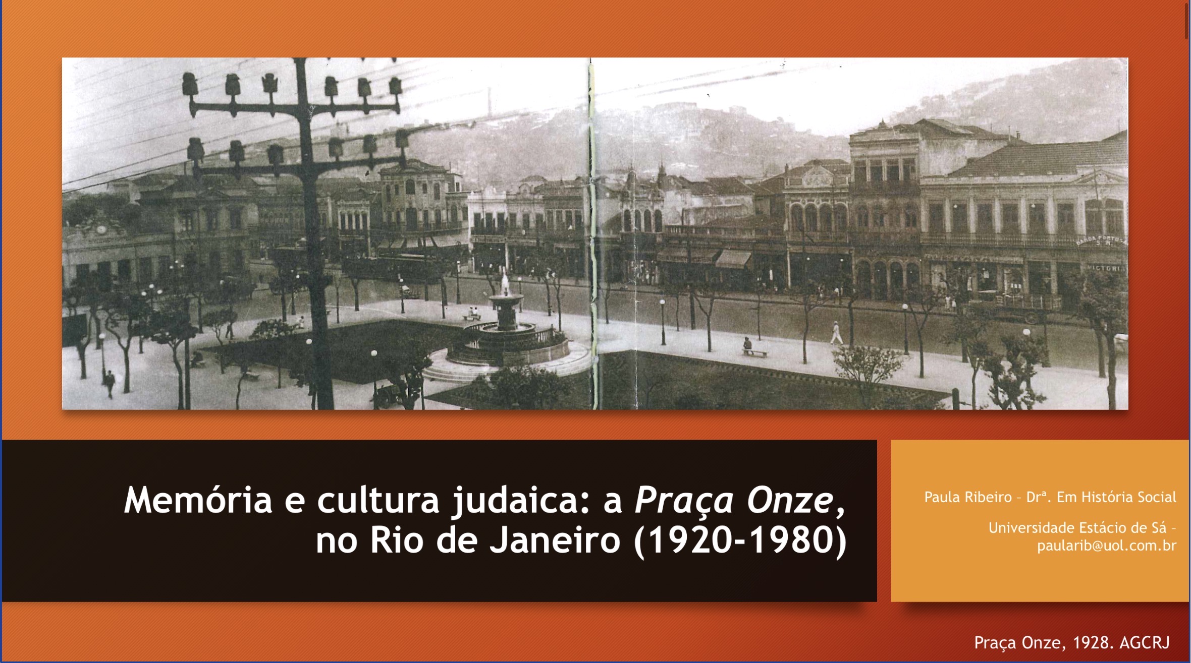 Memória e cultura judaica: a Praça Onze, no Rio de Janeiro (1920-1980)